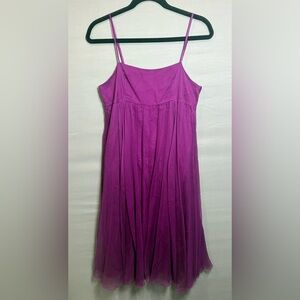 Saja 100% Silk Fuchsia Slip Dress, Size 6